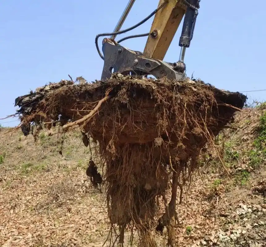 excavator tree stump