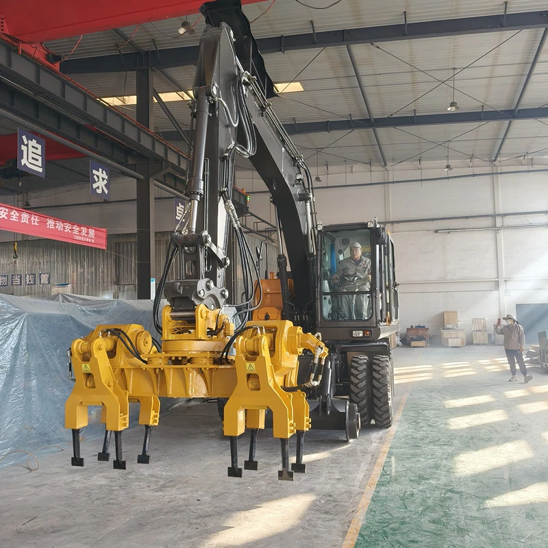 Wheeled hi-rail excavator