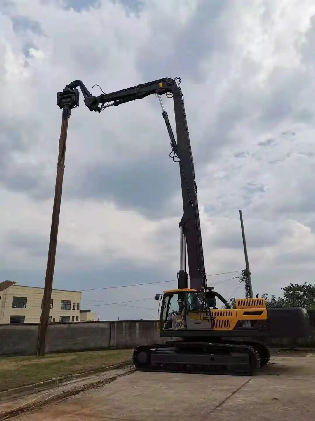 What is the reach of an excavator tunnel arm?